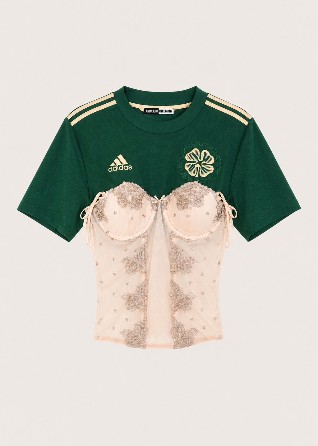 Green Adidas shirt with lace corset